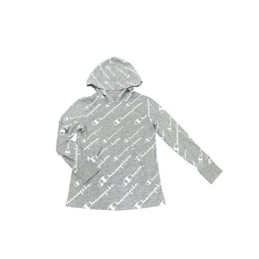 Champion Gray Logo Print Hoodie Size M